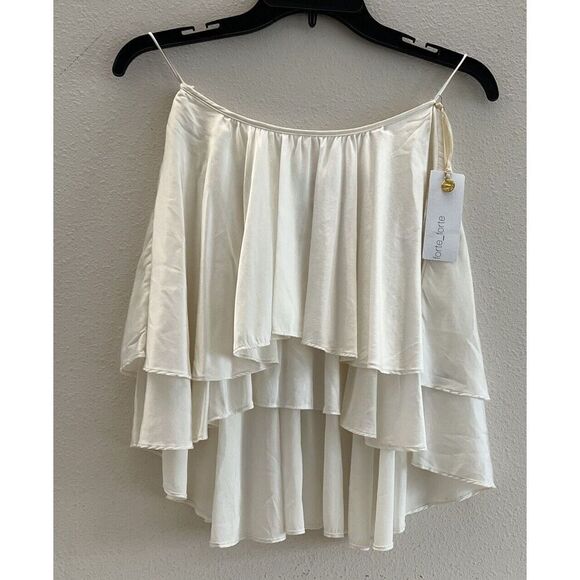 forte_forte Italy Size 0 IVORY Layered Design Silk Short Skirt - Picture 2 of 15